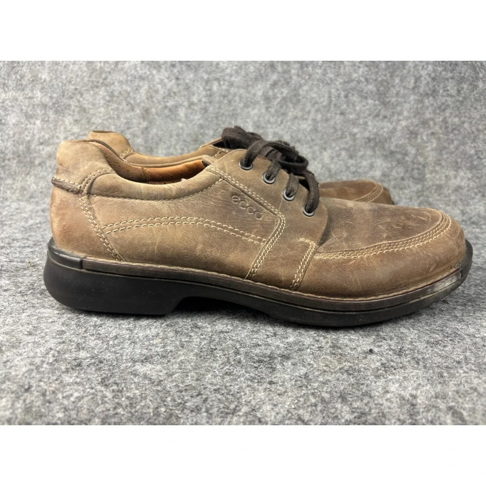ECCO Light Shock Point Shoes Mens 43 Brown Leather Lace Up Moc Toe Oxfords